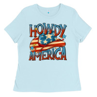 Baby Blue howdy america Ladies Tee - MaliasSmallBusiness