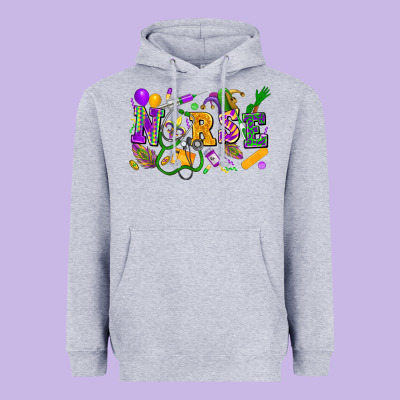Nurse Mardi Gras Heavyweight Hoodie Designed By Fadigitalartstudio