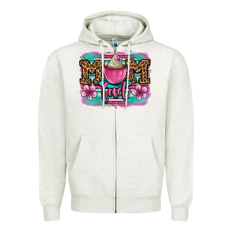 Mom Fuel Coffee Cup Zipper Hoodie by OliviaCreatesArt | Teevron