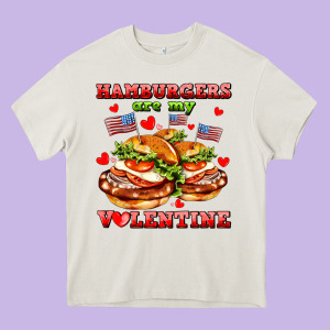 Hamburger Are My Valentine Heavy Core Tee Designed By Adodesignshop