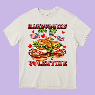 Hamburger Are My Valentine Heavy Core Tee Designed By Adodesignshop