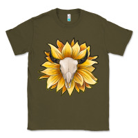 Army Green sunflower bull skull Classic Tee - JahusDesignShop