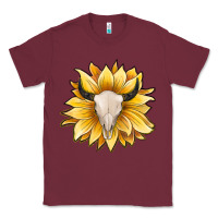Burgundy sunflower bull skull Classic Tee - JahusDesignShop