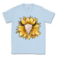 Dusty Blue sunflower bull skull Classic Tee - JahusDesignShop