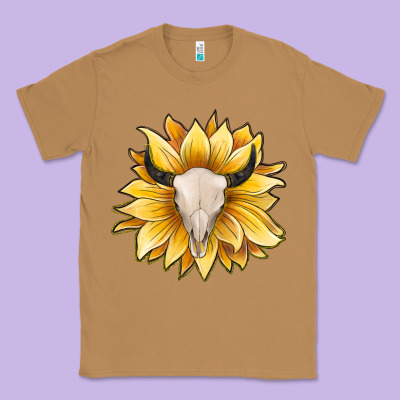 Sunflower Bull Skull Classic Tee Designed By Jahusdesignshop