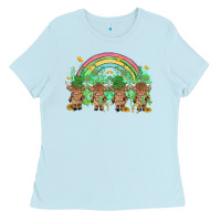 Baby Blue st patrick's day baby highland cow Ladies Tee - MaliasSmallBusiness