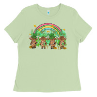St Patrick's Day Baby Highland Cow Ladies Tee | Teevron