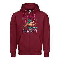 Burgundy cupid find me a cowboy Zipper Hoodie - OliviaCreatesArt
