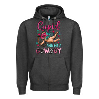 Charcoal Heather cupid find me a cowboy Zipper Hoodie - OliviaCreatesArt