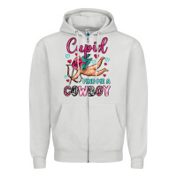 Dove Grey cupid find me a cowboy Zipper Hoodie - OliviaCreatesArt