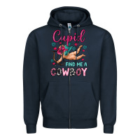 Navy cupid find me a cowboy Zipper Hoodie - OliviaCreatesArt