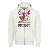 Oatmeal Heather cupid find me a cowboy Zipper Hoodie - OliviaCreatesArt