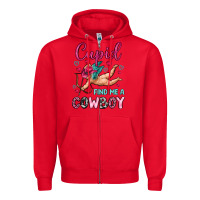Red cupid find me a cowboy Zipper Hoodie - OliviaCreatesArt