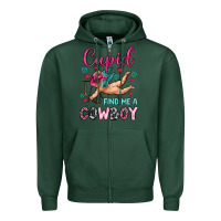 Sports Green cupid find me a cowboy Zipper Hoodie - OliviaCreatesArt