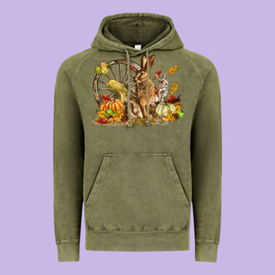 Fall Rabbit Vintage Hoodie Designed By Lillyallendesigns