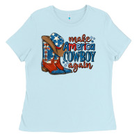 Baby Blue make america cowboy again Ladies Tee - MaliasSmallBusiness