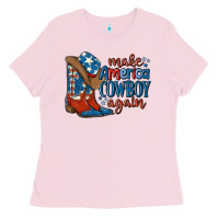 Bubblegum Pink make america cowboy again Ladies Tee - MaliasSmallBusiness