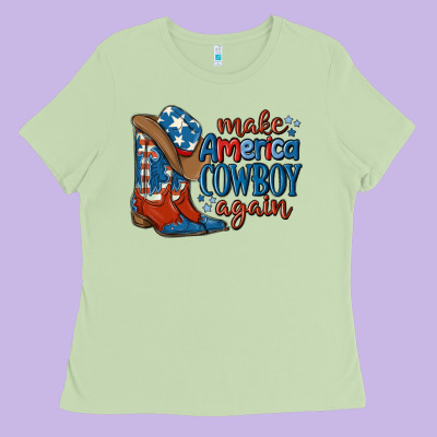 Make America Cowboy Again Ladies Tee Designed By Maliassmallbusiness