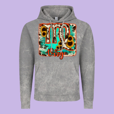 Virgo Turquoise Cowhide Vintage Hoodie Designed By Ranaportraitstore