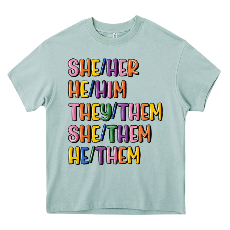 Lgbtq Pronouns Heavy Core Tee by MaliasSmallBusiness | Teevron