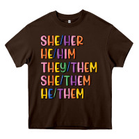 Chocolate Brown lgbtq pronouns Heavy Core Tee - MaliasSmallBusiness