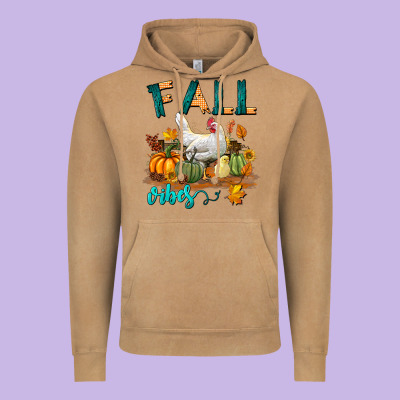 Fall Vibes Chicken Vintage Hoodie Designed By Lillyallendesigns