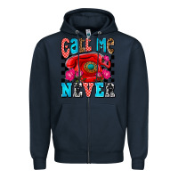 Navy call me never olivia Zipper Hoodie - OliviaCreatesArt