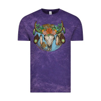 Cloud Purple floral feather bull skull Vintage Tee - JahusDesignShop