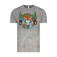 Cloud Rock floral feather bull skull Vintage Tee - JahusDesignShop