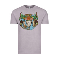 Vintage Zinc floral feather bull skull Vintage Tee - JahusDesignShop