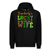 Black St. Patrick's Somebody’s lucky ass wife Premium Hoodie - OliviaCreatesArt