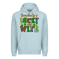 Blue Mist St. Patrick's Somebody’s lucky ass wife Premium Hoodie - OliviaCreatesArt
