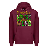 Burgundy St. Patrick's Somebody’s lucky ass wife Premium Hoodie - OliviaCreatesArt