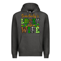 Charcoal Heather St. Patrick's Somebody’s lucky ass wife Premium Hoodie - OliviaCreatesArt