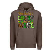 Coffee St. Patrick's Somebody’s lucky ass wife Premium Hoodie - OliviaCreatesArt