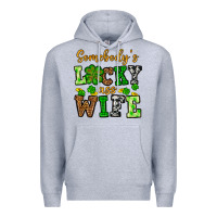 Heather Grey St. Patrick's Somebody’s lucky ass wife Premium Hoodie - OliviaCreatesArt