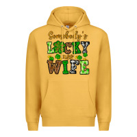 Mustard St. Patrick's Somebody’s lucky ass wife Premium Hoodie - OliviaCreatesArt