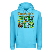 Ocean Blue St. Patrick's Somebody’s lucky ass wife Premium Hoodie - OliviaCreatesArt