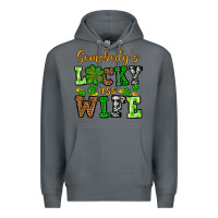 Rock St. Patrick's Somebody’s lucky ass wife Premium Hoodie - OliviaCreatesArt
