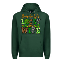 Sports Green St. Patrick's Somebody’s lucky ass wife Premium Hoodie - OliviaCreatesArt