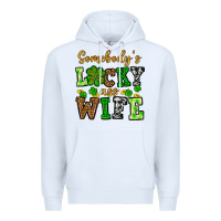 White St. Patrick's Somebody’s lucky ass wife Premium Hoodie - OliviaCreatesArt
