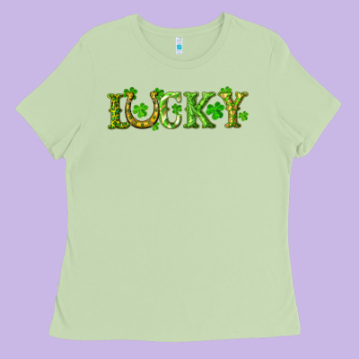St. Patrick's Day Lucky With Clovers And Horseshoe Ladies Tee Designed By Ranaportraitstore