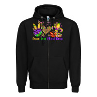 Black peace love mardi gras olivia Zipper Hoodie - OliviaCreatesArt
