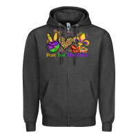 Charcoal Heather peace love mardi gras olivia Zipper Hoodie - OliviaCreatesArt