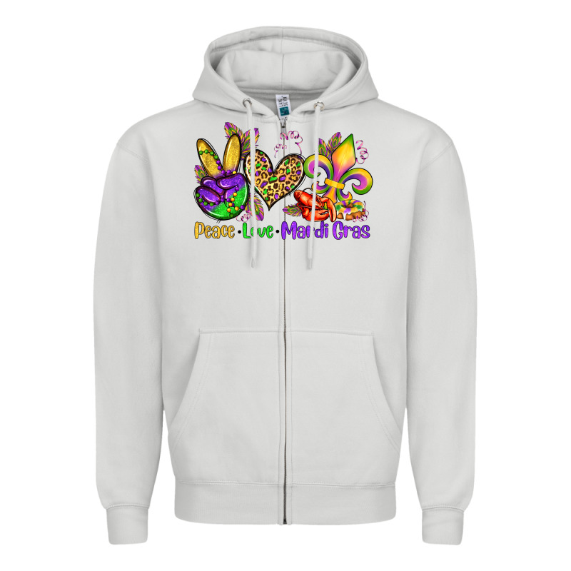 Peace Love Mardi Gras Olivia Zipper Hoodie by OliviaCreatesArt | Teevron
