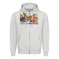 Dove Grey peace love mardi gras olivia Zipper Hoodie - OliviaCreatesArt