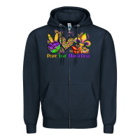 Navy peace love mardi gras olivia Zipper Hoodie - OliviaCreatesArt