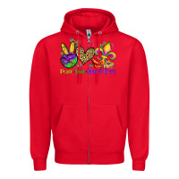 Red peace love mardi gras olivia Zipper Hoodie - OliviaCreatesArt
