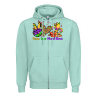 Seafoam peace love mardi gras olivia Zipper Hoodie - OliviaCreatesArt