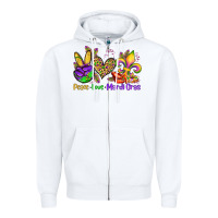 White peace love mardi gras olivia Zipper Hoodie - OliviaCreatesArt